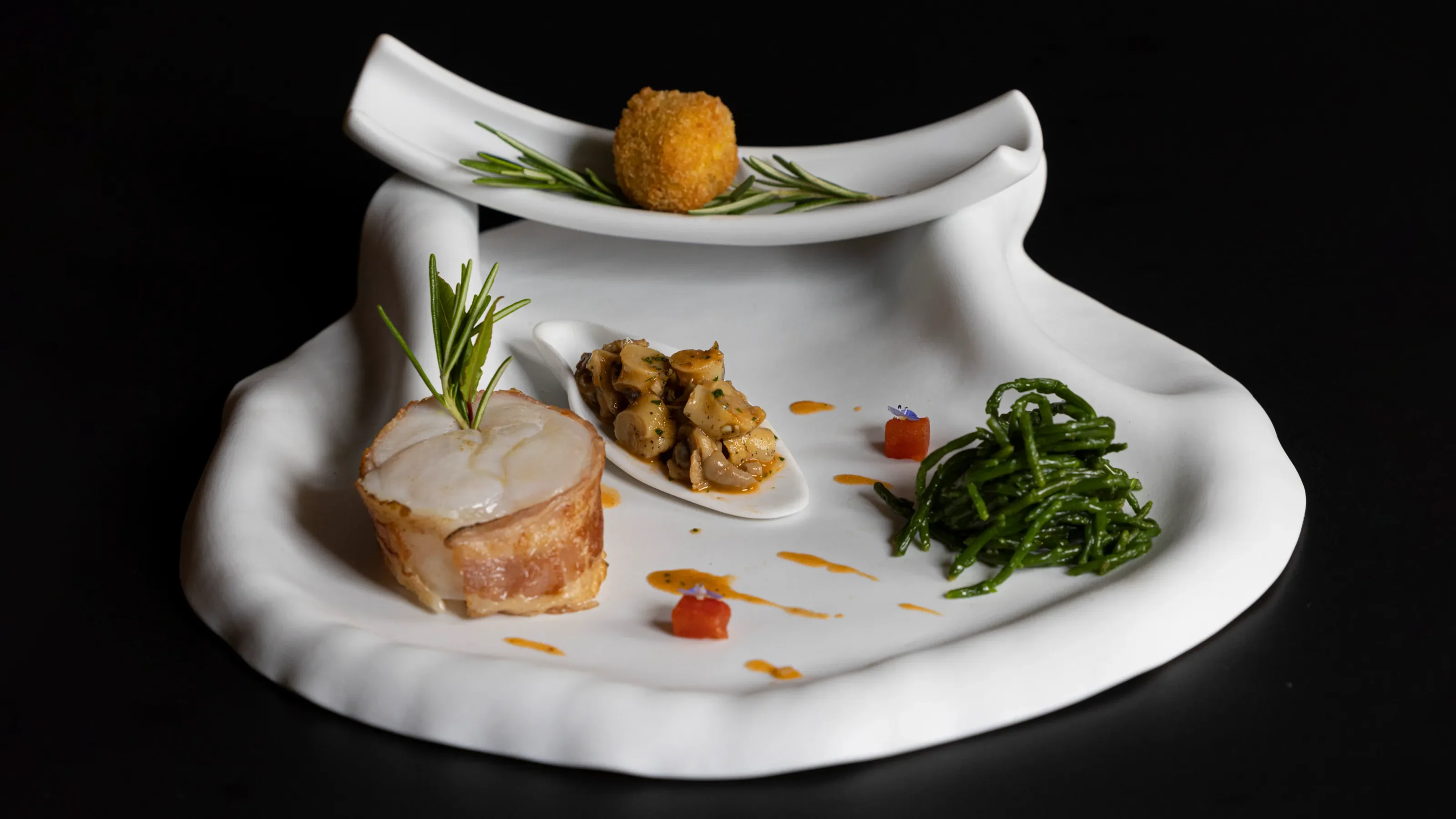 Piatto della cucina stellata dell'Atelier Restaurant, Domodossola